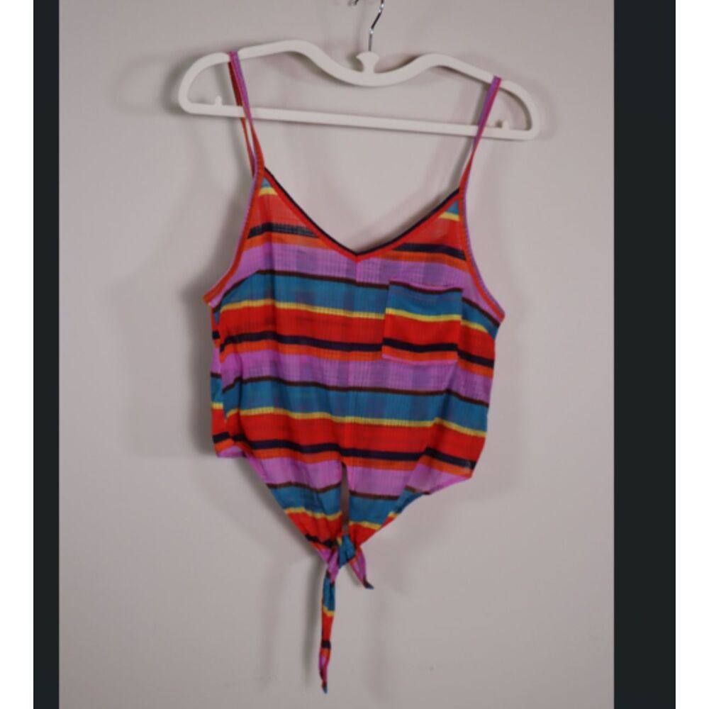 Urban Outfitters Striped Crop Tank Top Blue Pink Red Yellow Petite Small